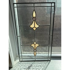 Vintage Stained Glass Window SunCatcher Tiffany Style Clear Peach Color Art Deco
