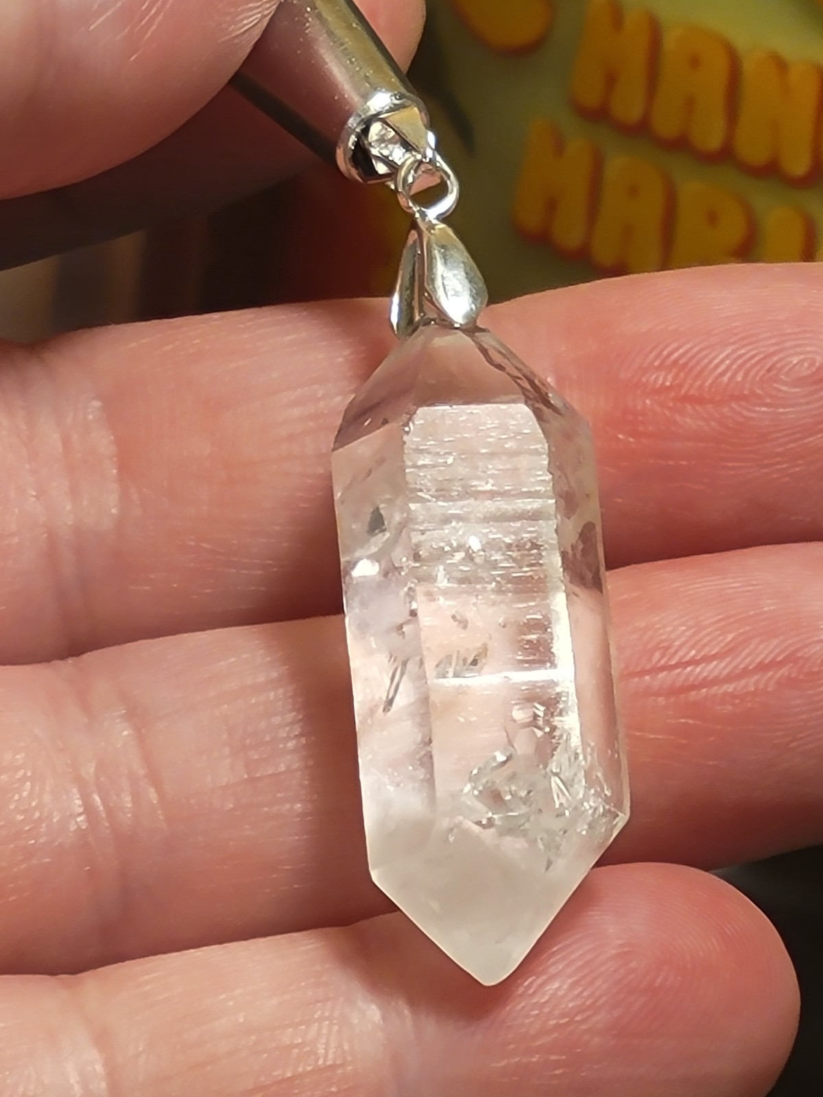 46.10ctw Herkimer Diamond Crystal Pendant Large Amulet Natural Stone (DT)