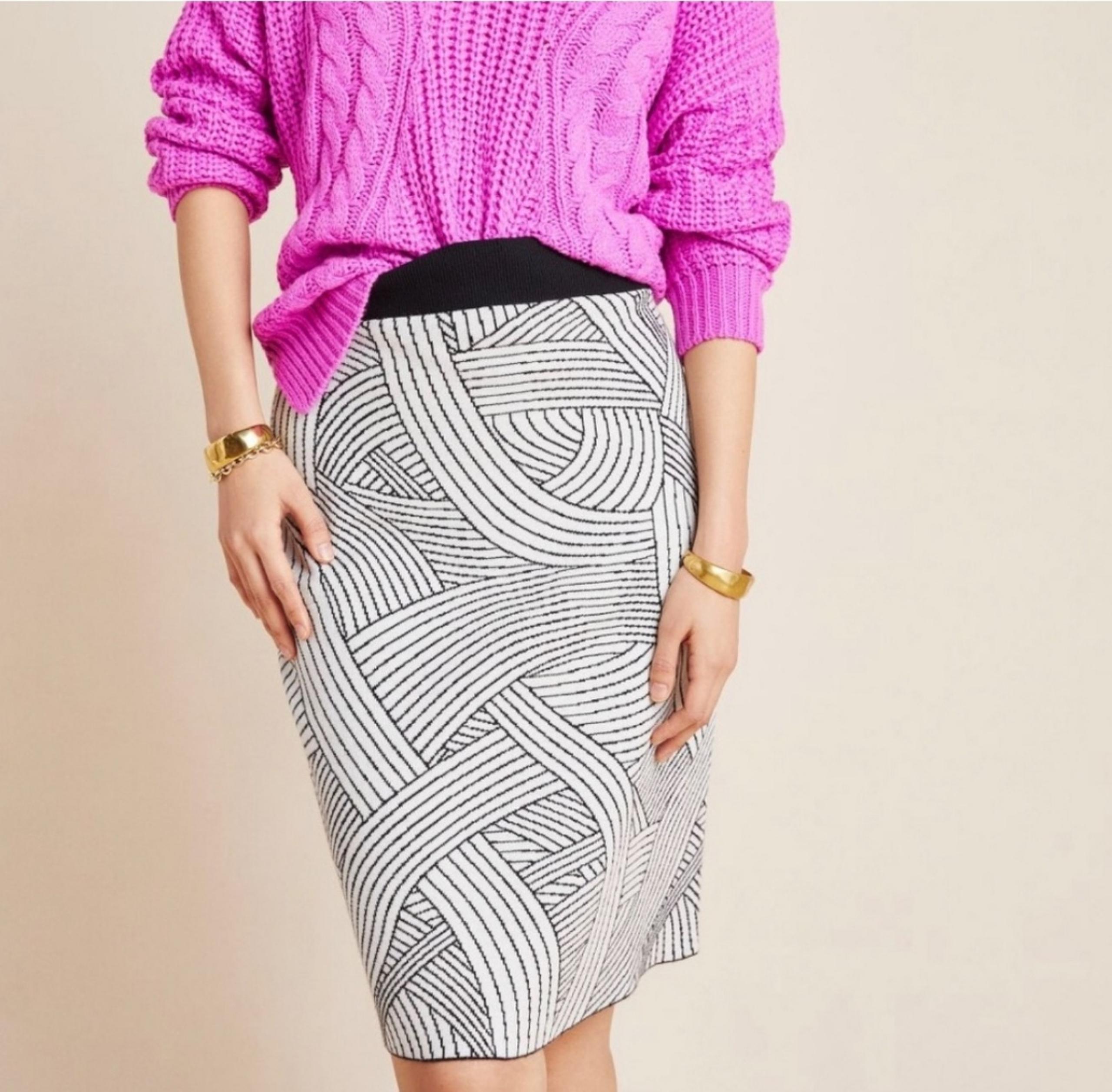 Anthropologie Maeve jovana Sweater Pencil skirt Black and White
