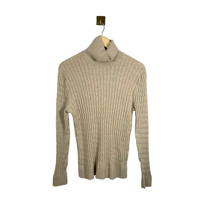 Abercrombie & Fitch Merino Wool Blend Mock Neck Sweater in Tan Size M