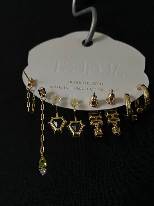 Anthropologie: Birthstone Huggie Earrings; (14K Gold-Plated) Set of 4 *NWT*