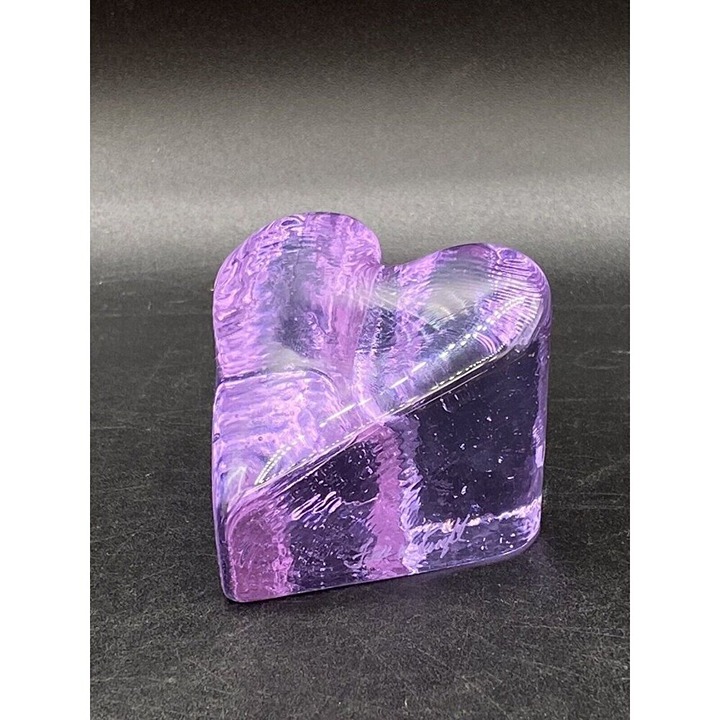 Fire & Light Lavender Alexandrite Glass Heart Paperweight Neodymium Purple Sign