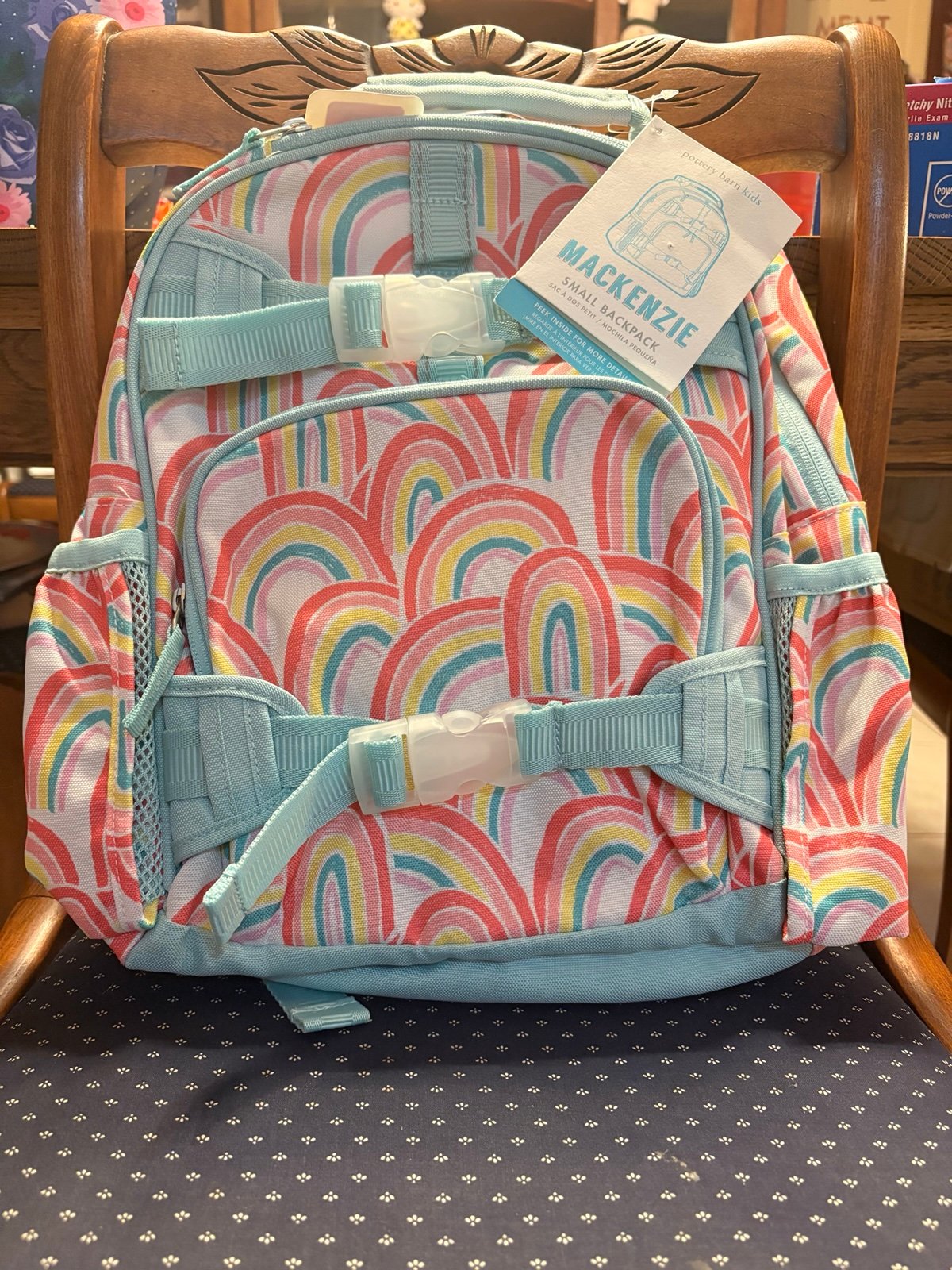 Pottery Barn Kids Blue Rainbow Backpack- New with Tags