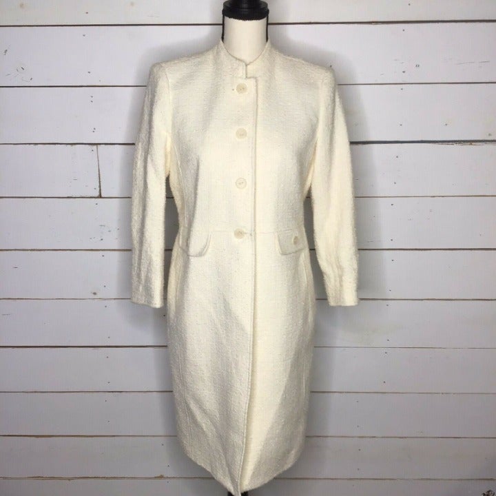 New Anne Klein Hepburn Jacket Basketweave White Women's 12