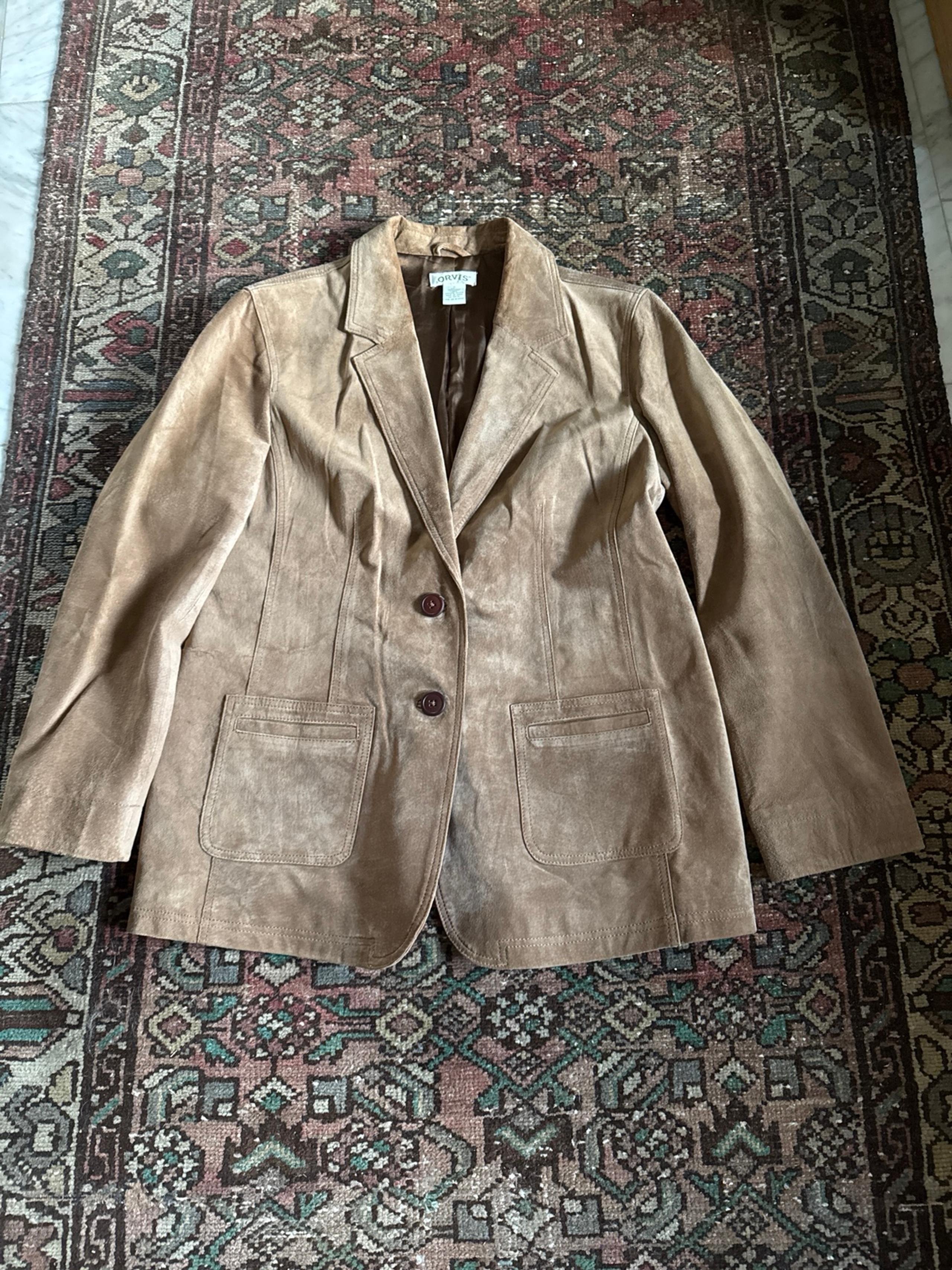 Orvis Genuine Leather Suede Blazer Womens Size 16