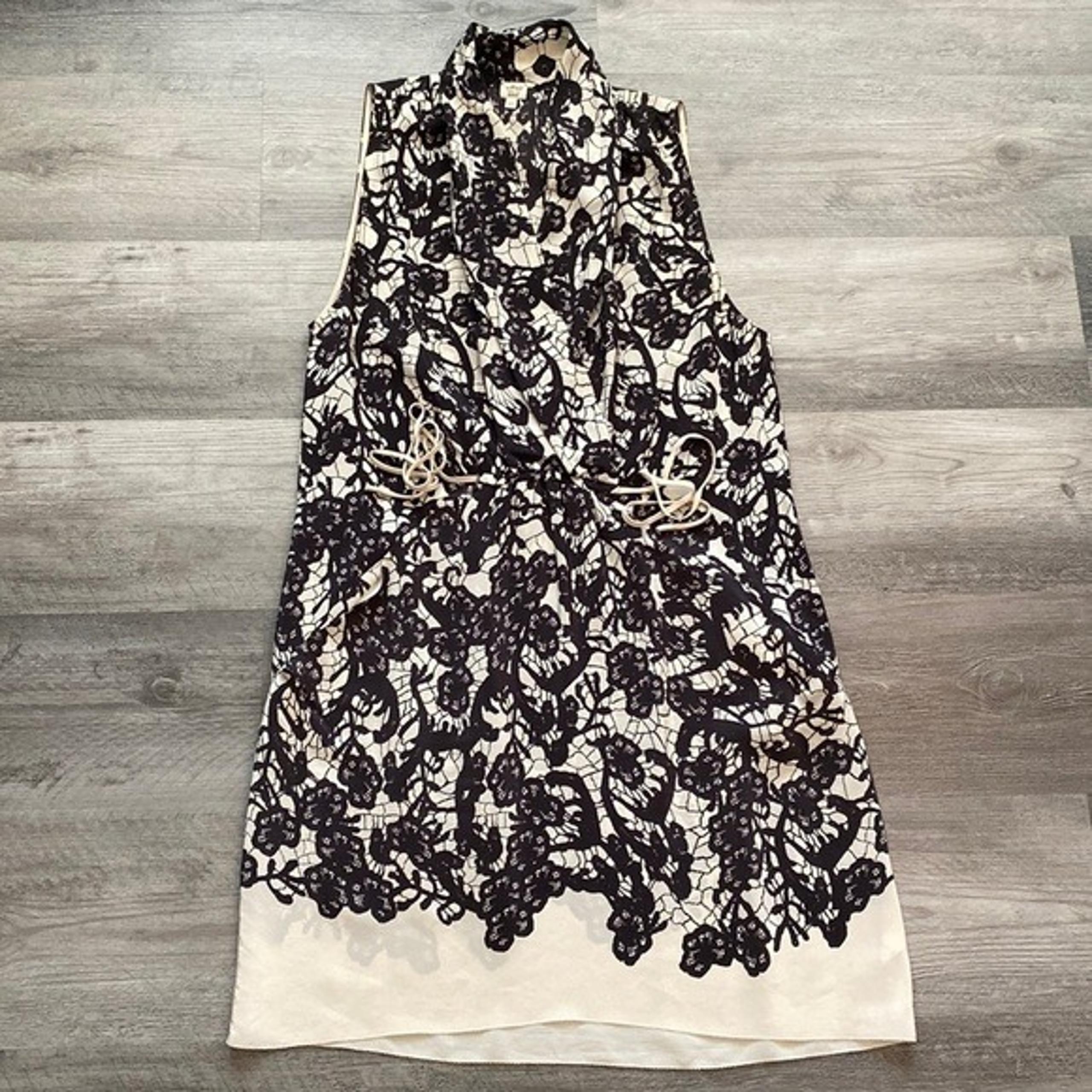 Wilfred Aritzia Silk V-Neck Surplice Dress Womens Medium Pockets Black White