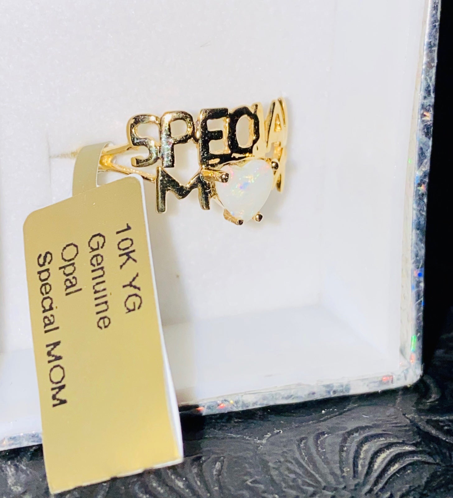 Brand New SOLID 10K Special Mom Ring with 1.5 TCW Natural Opal! Sz 7! 200