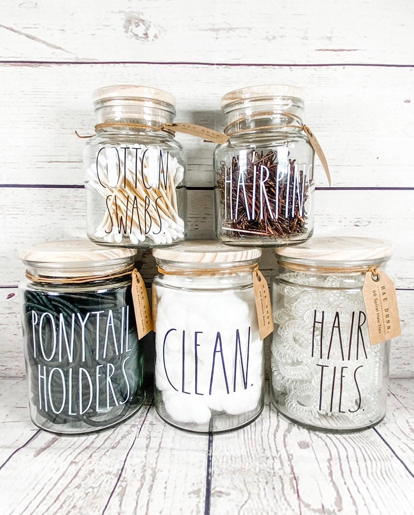 Rae Dunn Glass Beauty Jar Set