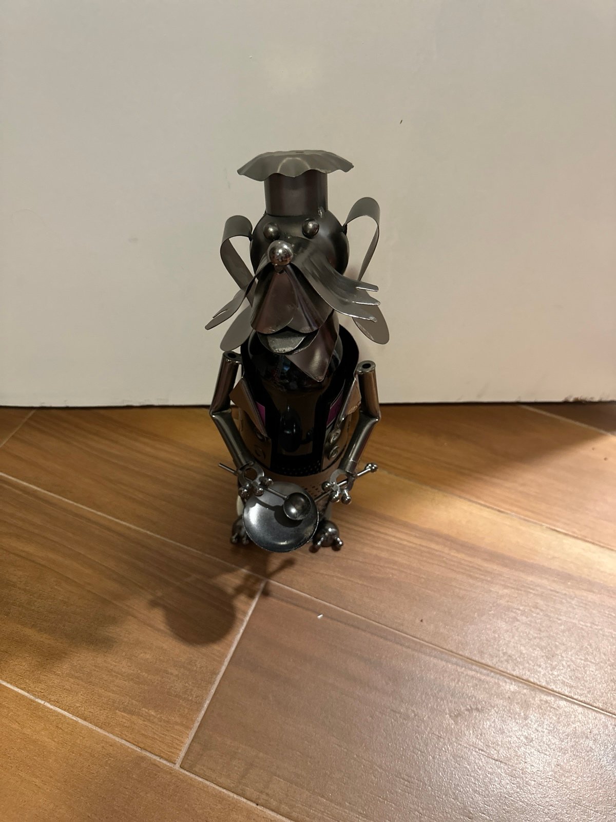 13.75 h Beagle Dog Cocktail Waiter Butler Hand Made Metal Wine Bottle Holder