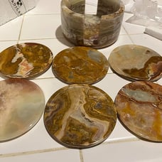 Radicaln Marble Coasters for Drinks 3.5 Inches Green Onyx Handmade Round Coaster