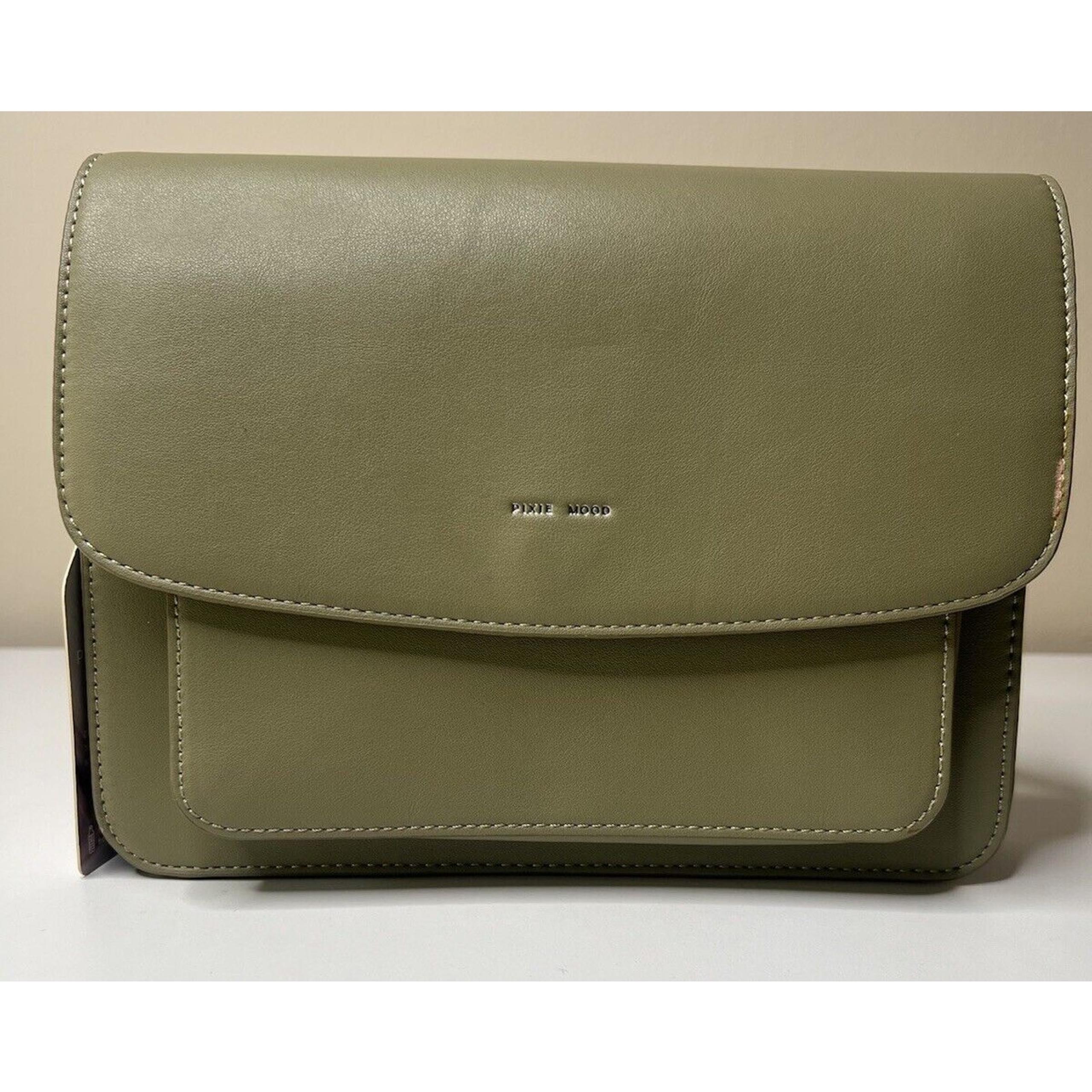 Pixie Mood Zoe Crossbody Sage Green Vegan Leather Flap Zip Top Small Travel Bag