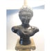 Vintage Roman/Greek Bust Statue 32x15” Brass On Marble Table/Desk Lamp.
