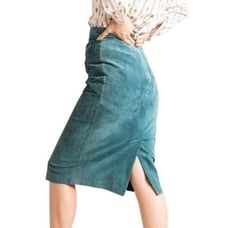 EUC Vintage Evan Davies Teal Suede High-Waisted Pencil Skirt - Size 10