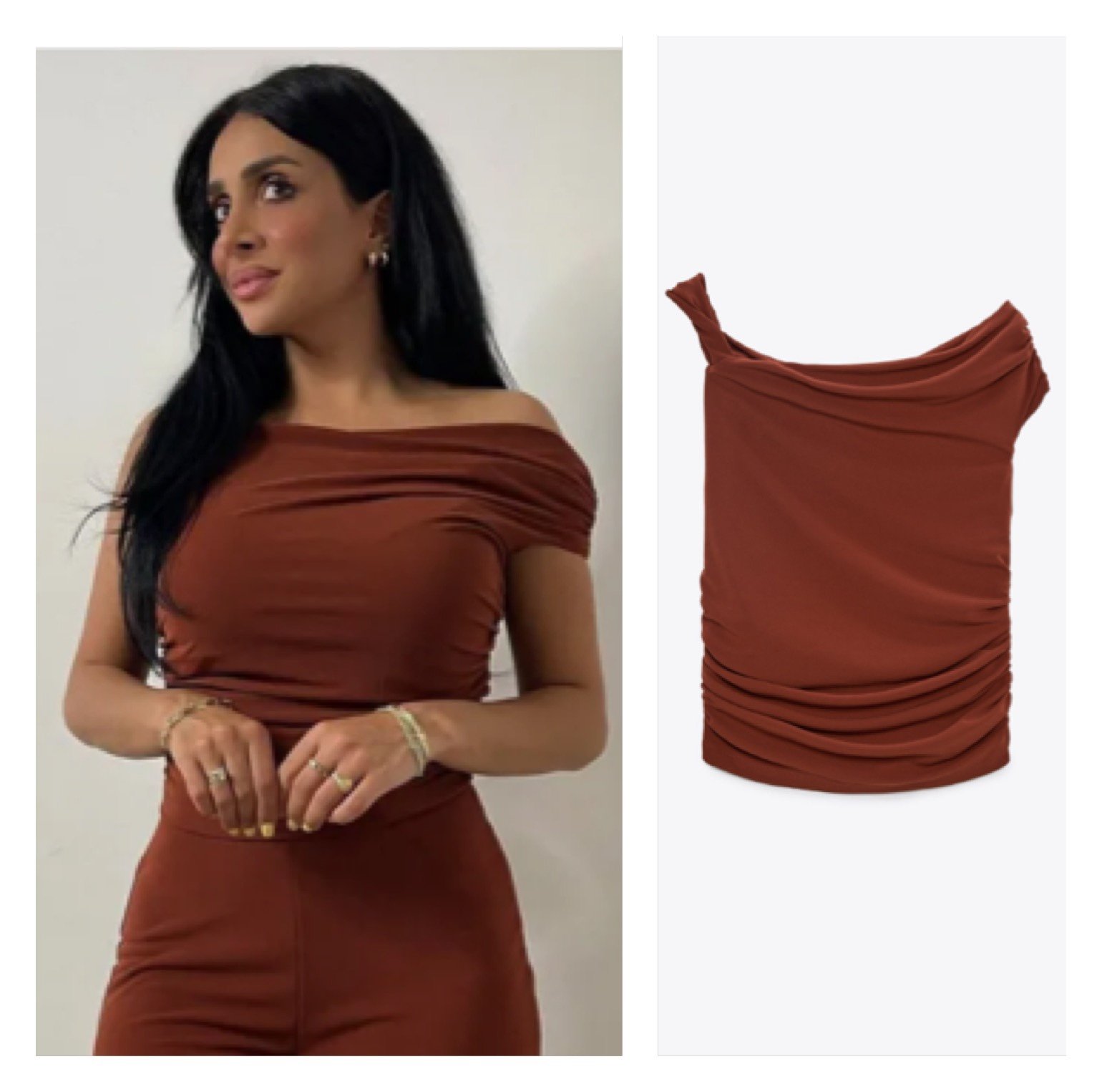 NWT Zara Ruched Asymmetric Top