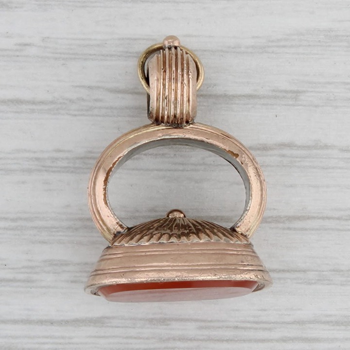 Antique Orange Carnelian Fob Pendant Gold Filled