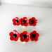 Vintage 80s Poppy Floral Barrettes Matching Pair Plastic Metal Retro Boho Hair