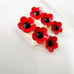 Vintage 80s Poppy Floral Barrettes Matching Pair Plastic Metal Retro Boho Hair