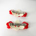 Vintage 80s Poppy Floral Barrettes Matching Pair Plastic Metal Retro Boho Hair