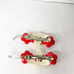 Vintage 80s Poppy Floral Barrettes Matching Pair Plastic Metal Retro Boho Hair