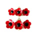 Vintage 80s Poppy Floral Barrettes Matching Pair Plastic Metal Retro Boho Hair