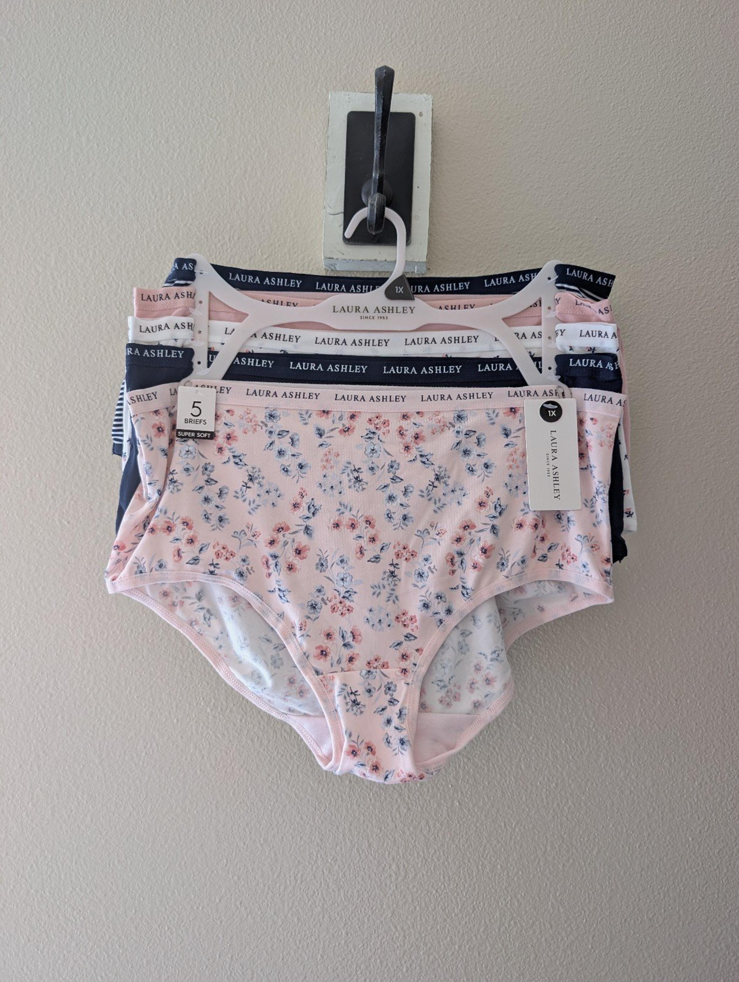 Laura Ashley Underwear 1X Set of 5 Floral Cottagecore Panties Brief Style Undies