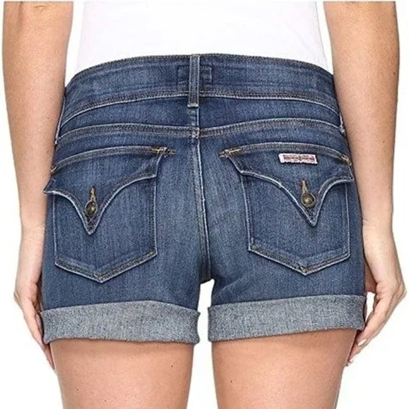 HUDSON Women's Croxley Mid Thigh Shorts Cuffed, Jean Shorts 28