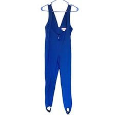 Vintage Obermeyer Bib Overalls Ski Pants Snow Womens 10R Blue Wool Blend Japan