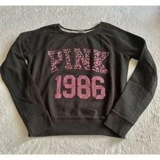 Victoria’s Secret pink, black and hot pink crewneck sweatshirt - 1989 with rhine