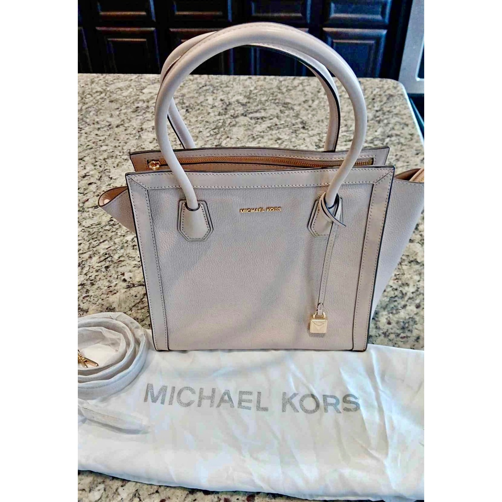 Michael Kors Mercer Studio Large East/West Leather Tote Purse Bag Pink