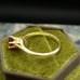 c.1910 Edwardian Engagement Ring Garnet 10k Wheat Leaf Cathedral Setting