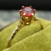 c.1910 Edwardian Engagement Ring Garnet 10k Wheat Leaf Cathedral Setting