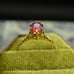 c.1910 Edwardian Engagement Ring Garnet 10k Wheat Leaf Cathedral Setting