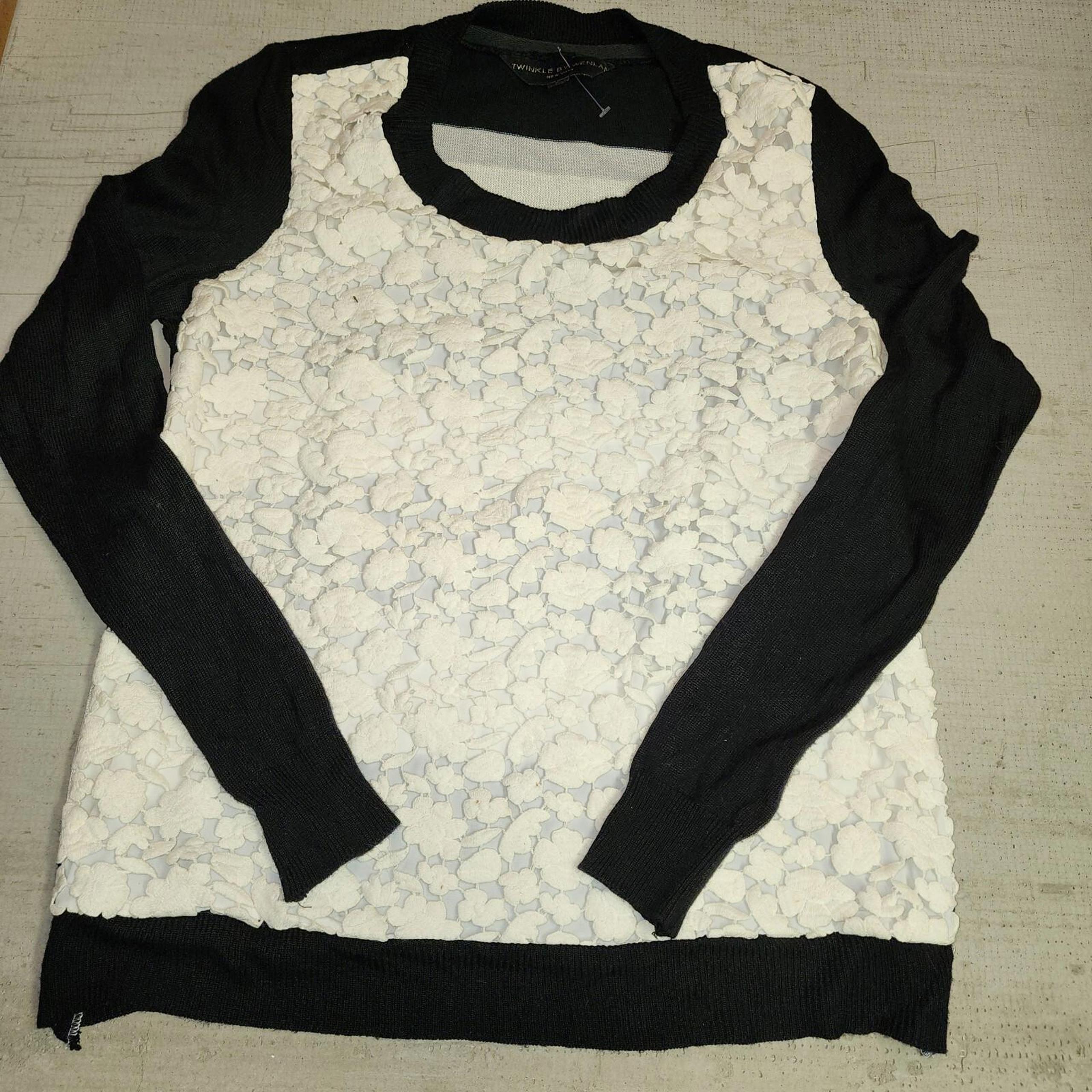Twinkle by Wenlan Mixed Media Silk Stars Stripe Sweater SheerAnthropologie Small