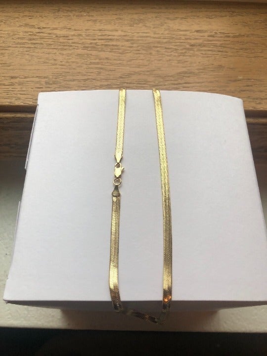 Custom 14KT HERRINGBONE NECKLACE! STAMPED!
