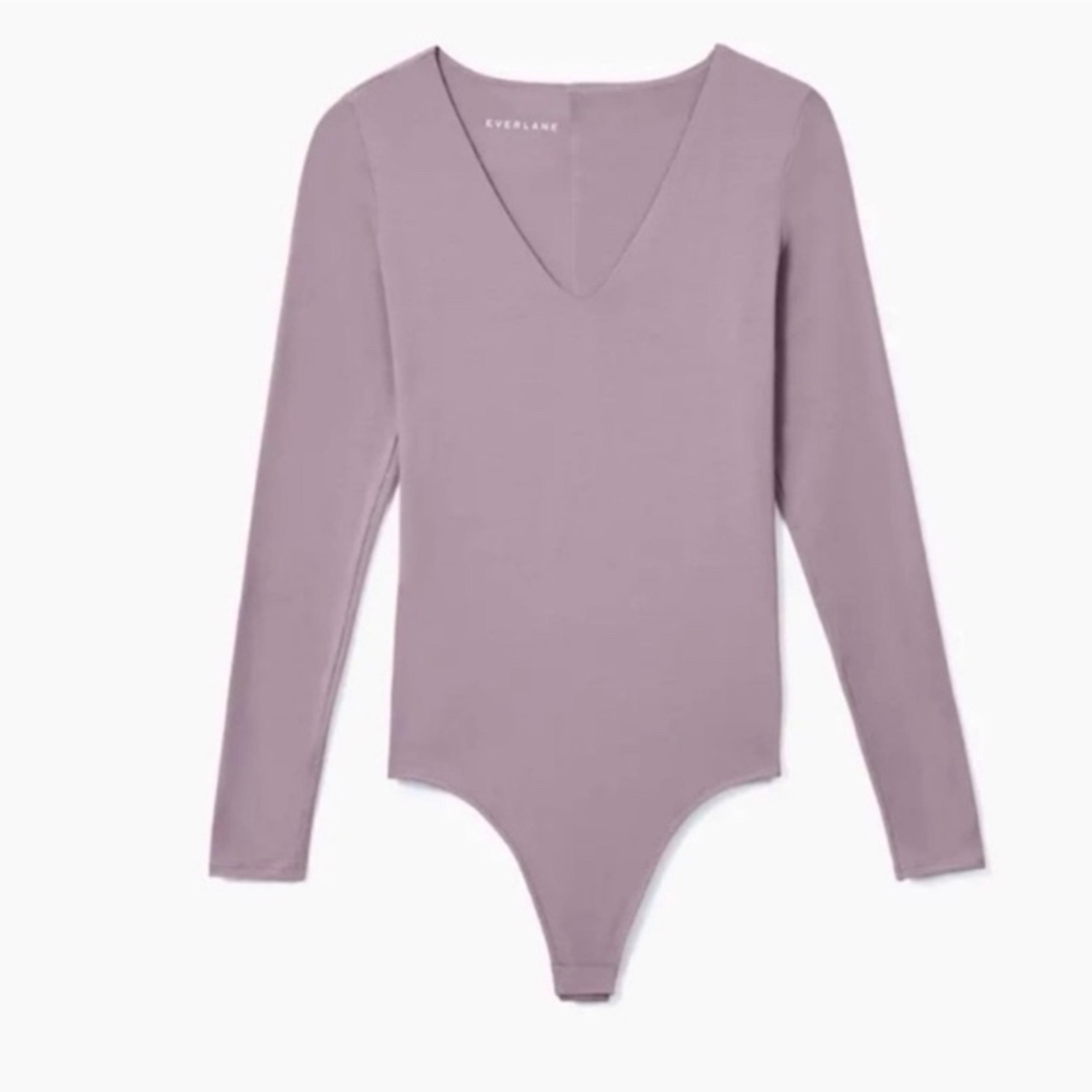 Everlane Womens Bodysuit Lavender Long Sleeve V-Neck Supima Cotton S EUC