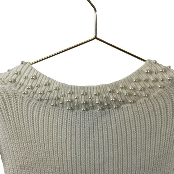 White House Black Market Faux Pearl shops Embellished Sweater Size MED
