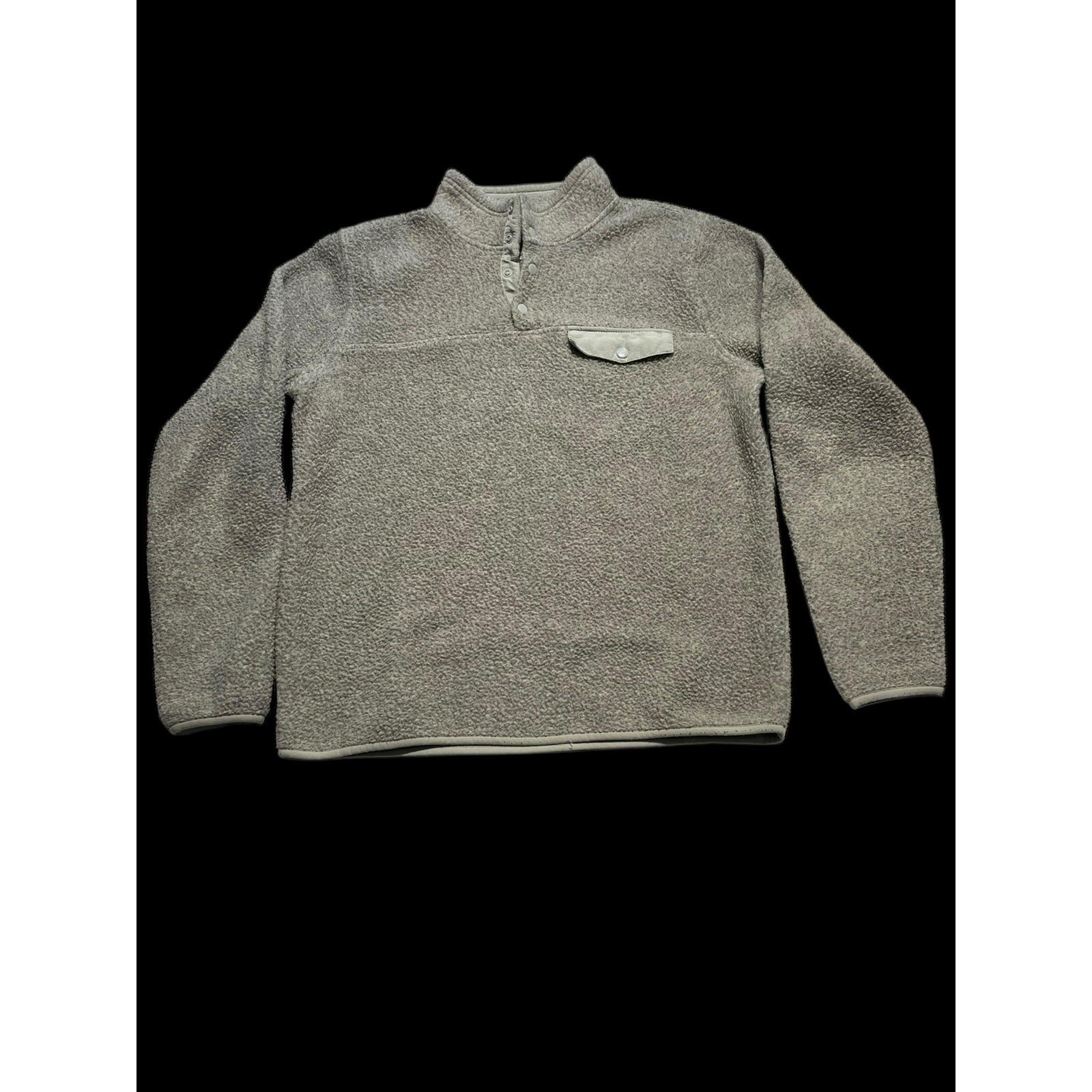 LUCKY BRAND Men's Large Tan/gray Shearless Fleece Quarter Snap Pullover