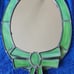 Vintage Stained Green Glass Mirror & Bow Tiffany-like 14 × 9.5in