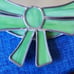 Vintage Stained Green Glass Mirror & Bow Tiffany-like 14 × 9.5in