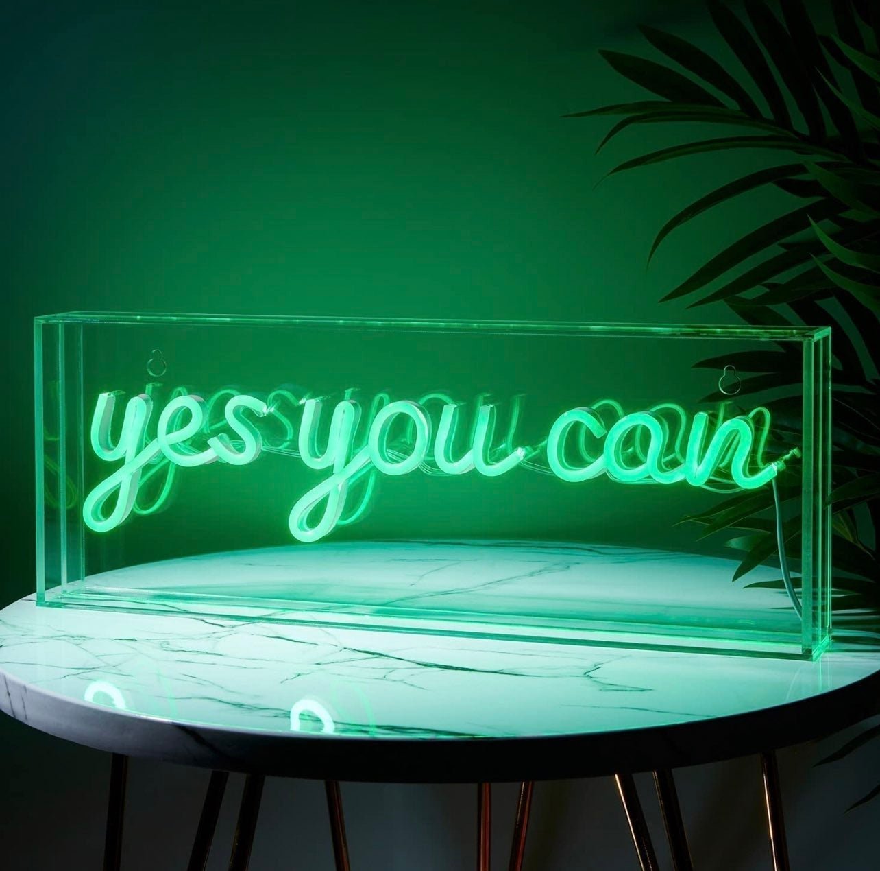 Large Motivation Green “Yes You Can” LED Light Box Room Motivation Decoration