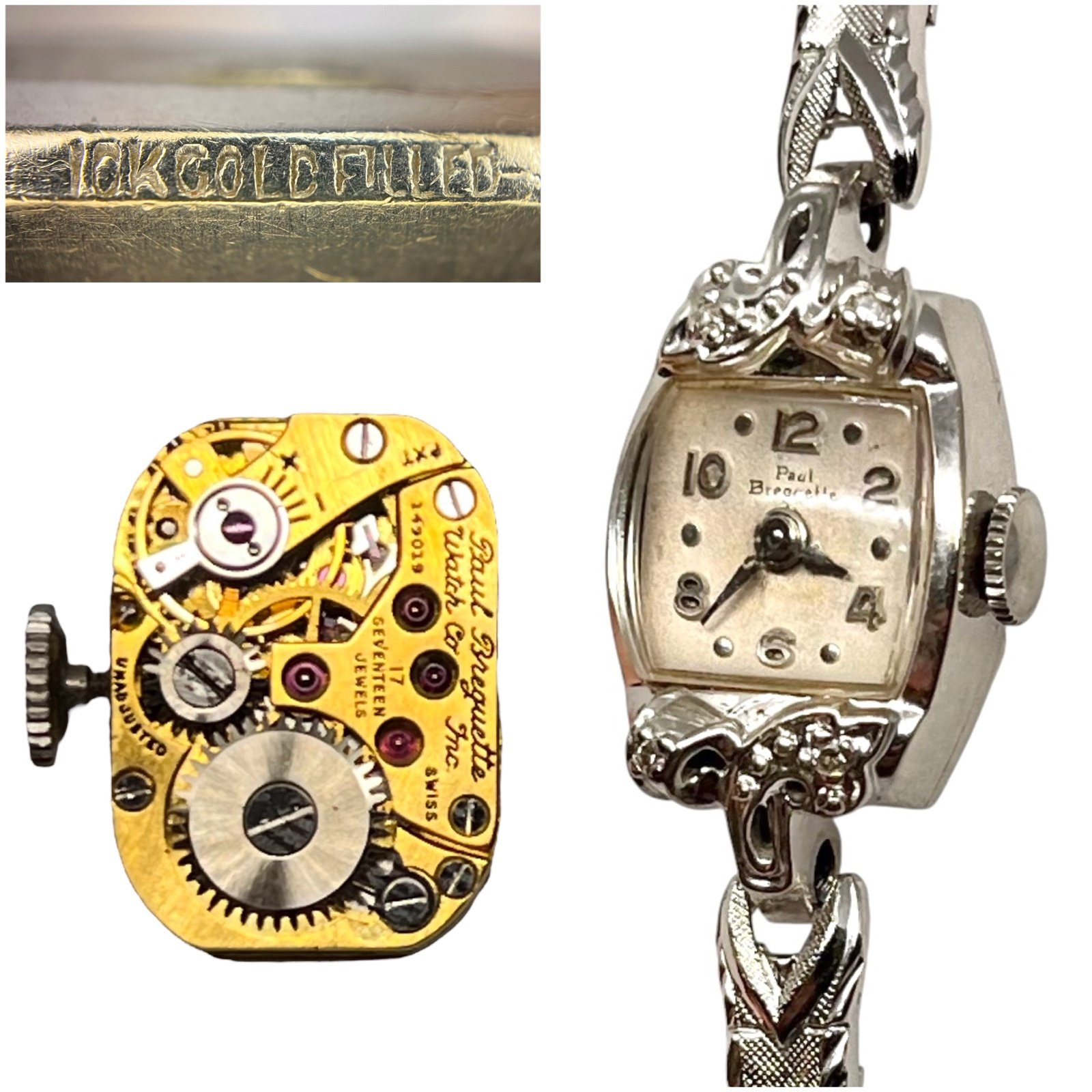 Restored Antique Paul Breguette 10k Gold Filled Diamond Ladies Wind Up Watch