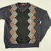 American Blue Himalayan Yak Sweater Mens Small Gray Black Argyle V-Neck Pullover
