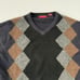 American Blue Himalayan Yak Sweater Mens Small Gray Black Argyle V-Neck Pullover
