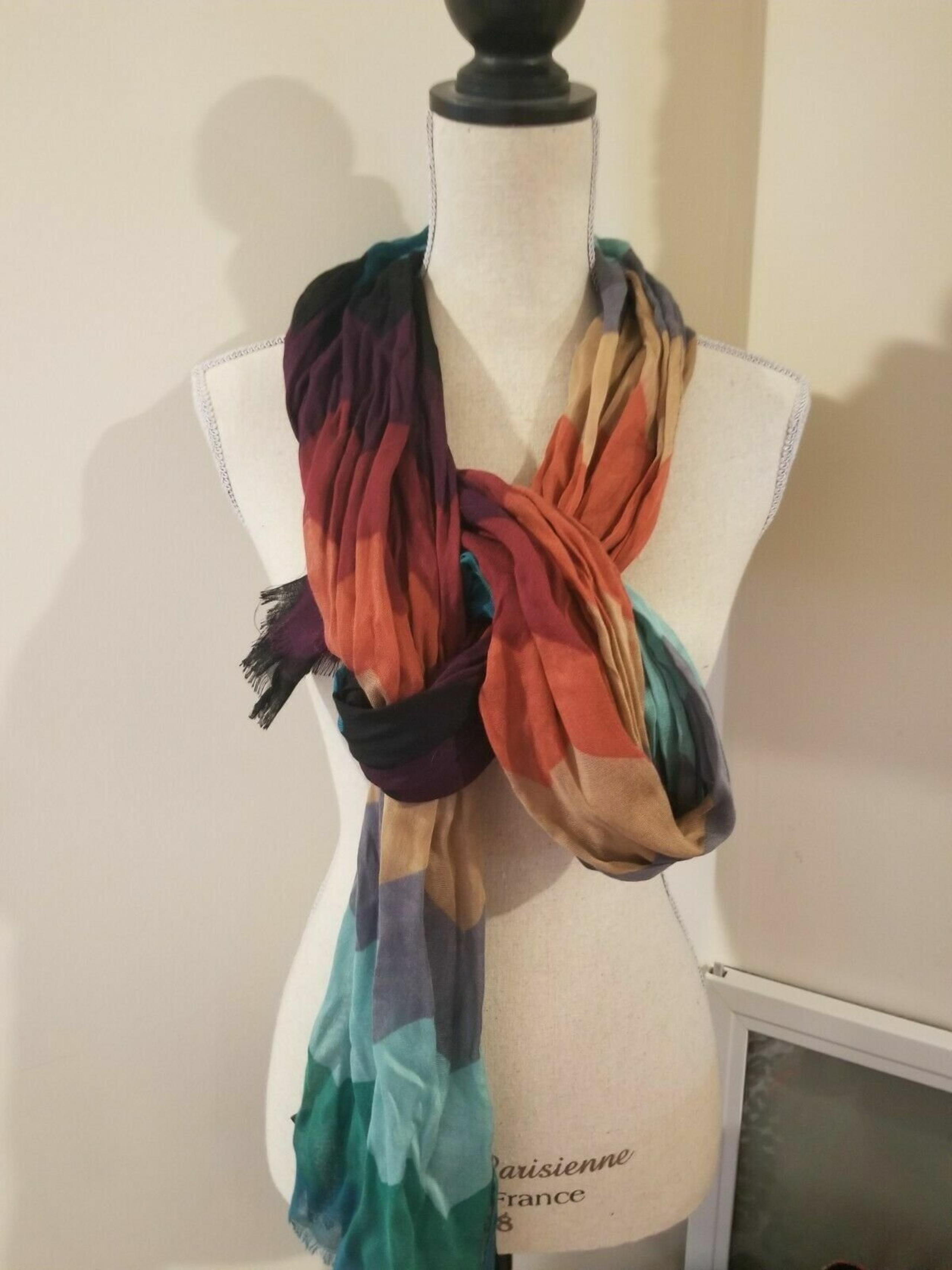 Bundle of 2 Limited scarves Colorblock Pink Purple Striped Fringe