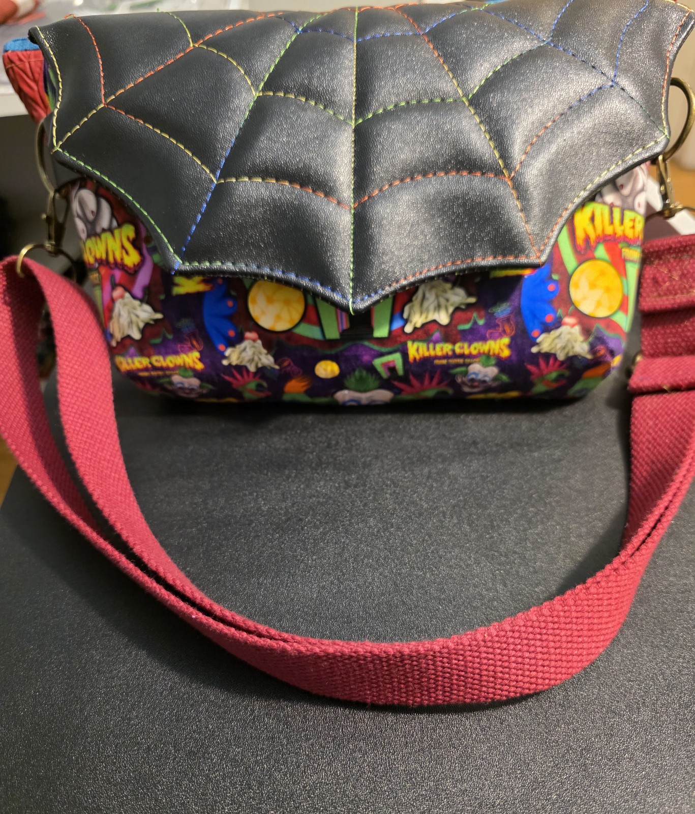 Handmade killer clowns spiderweb bag