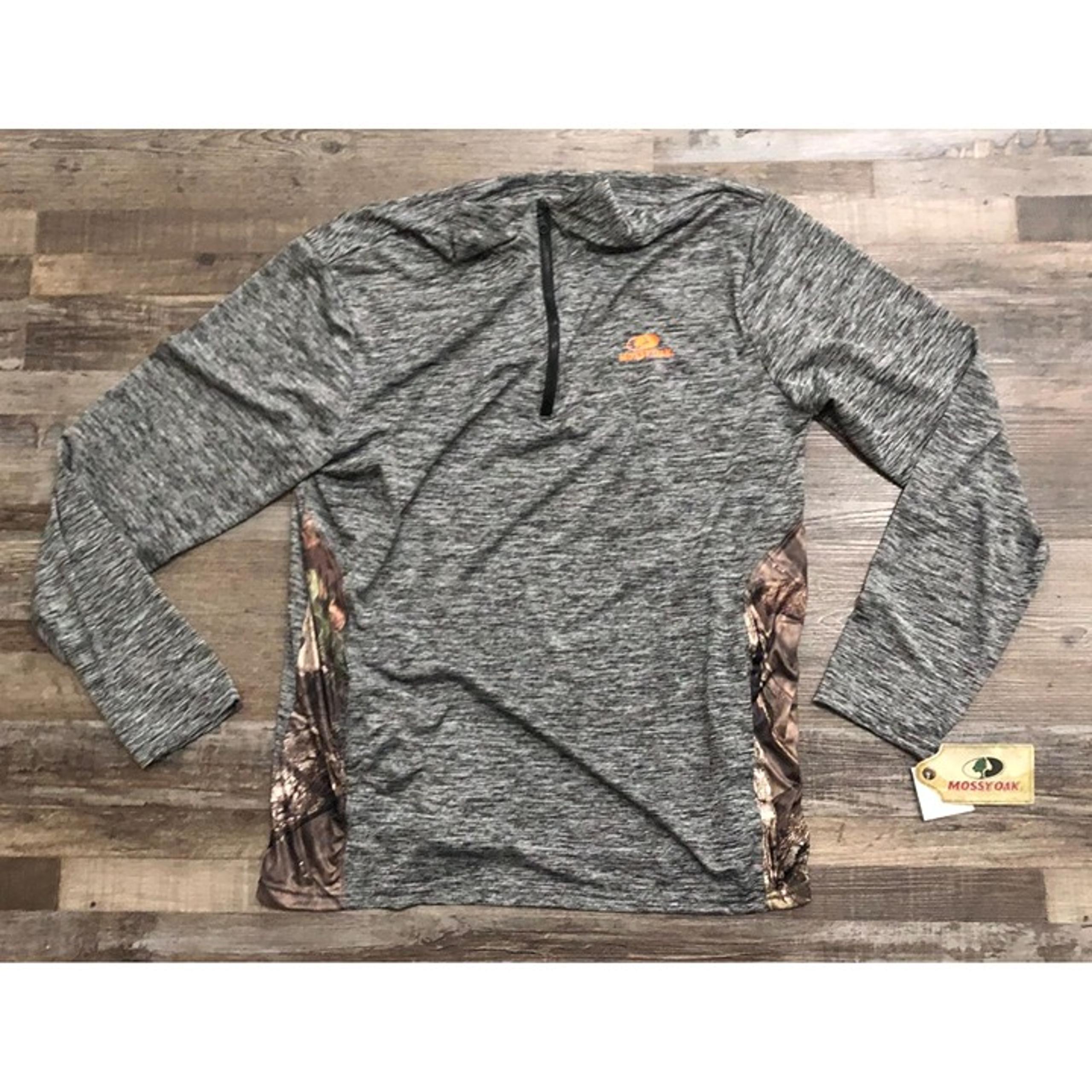 Mossy Oak Mens XL Gray 1/4 Zip Long Sleeve Pullover New with $48 Tags