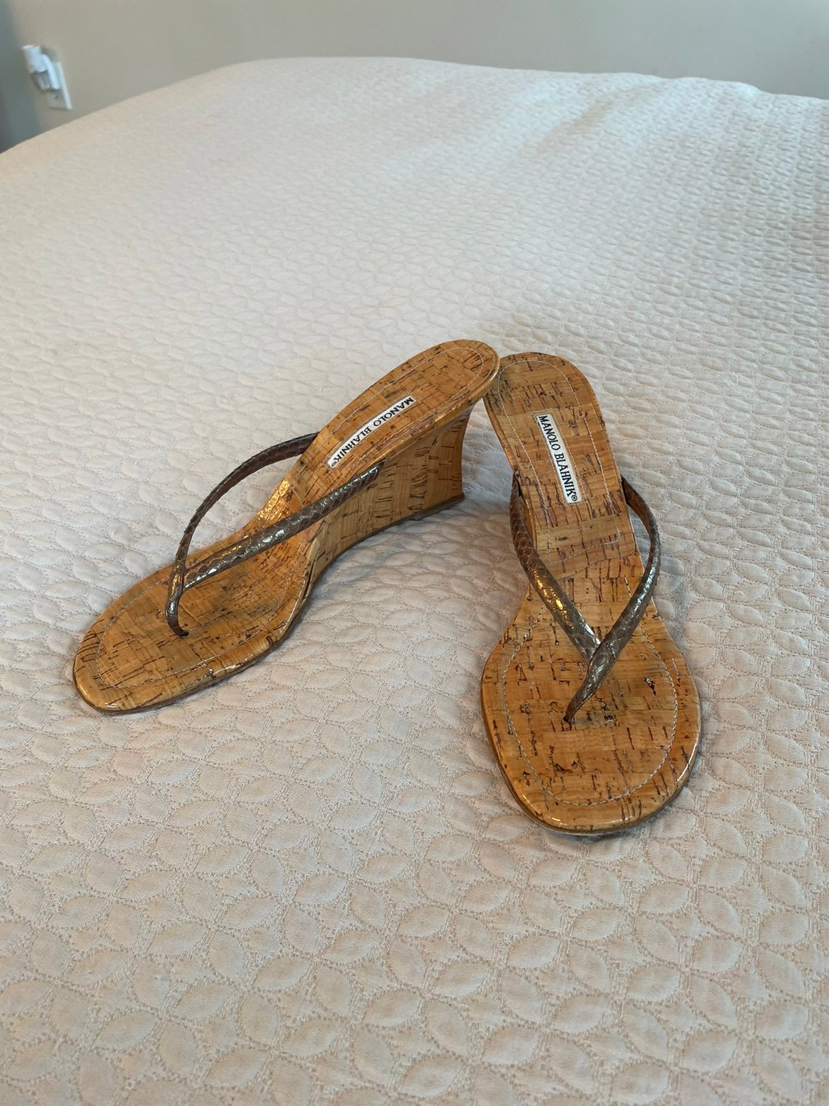 manolo blahnik cork wedge sandals