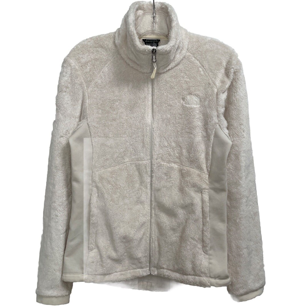 The North Face Medium Fleece Jacket Women’s M Ivory Full Zip Pockets Fuzzy Soft