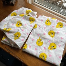 Vintage 1997 Tweety Bird Toddler Sheet Set - Flat & Fitted - Looney Tunes WB