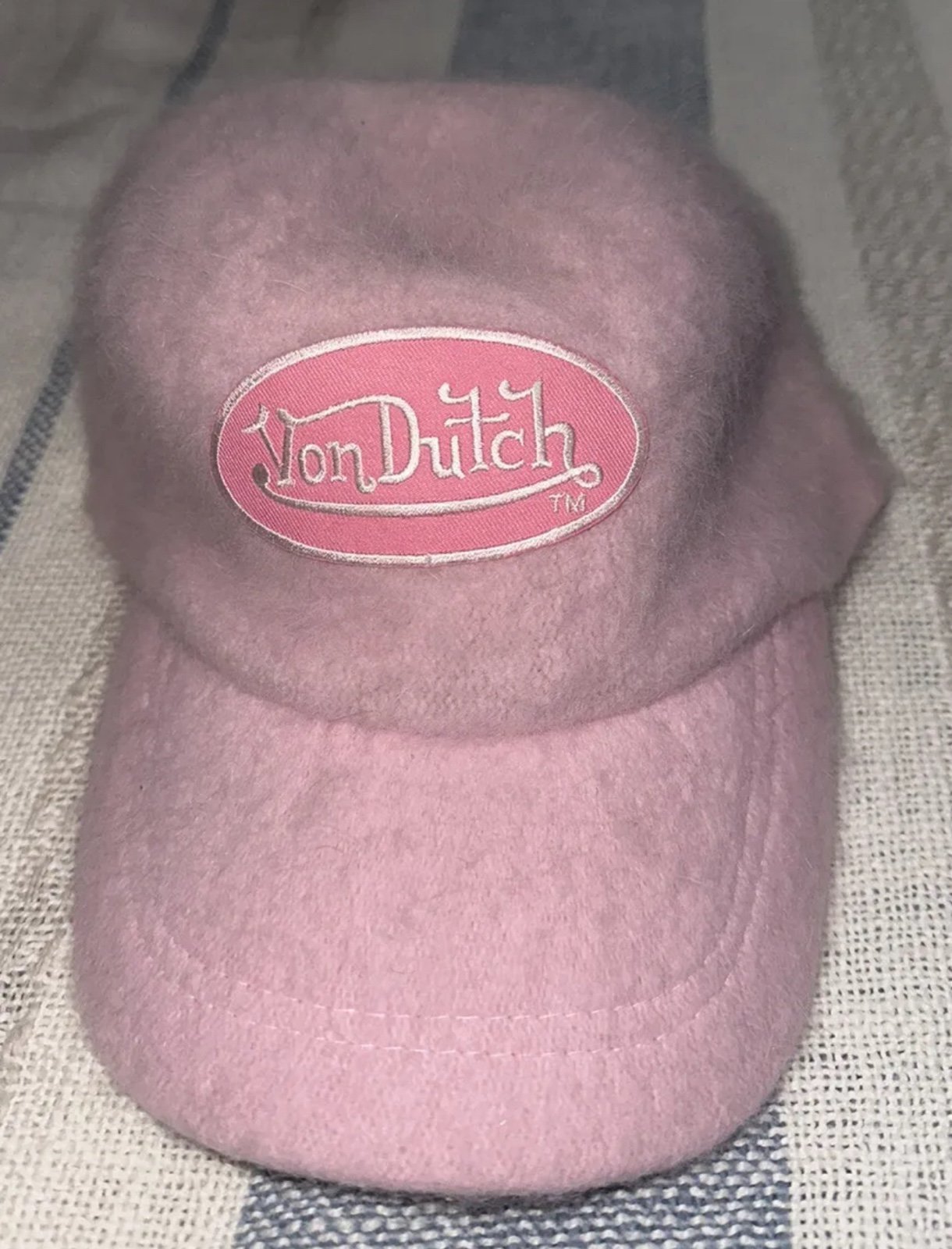 Vintage Pink Rare Von Dutch Hat Angora Hat Cap One Of A Kind Y2K